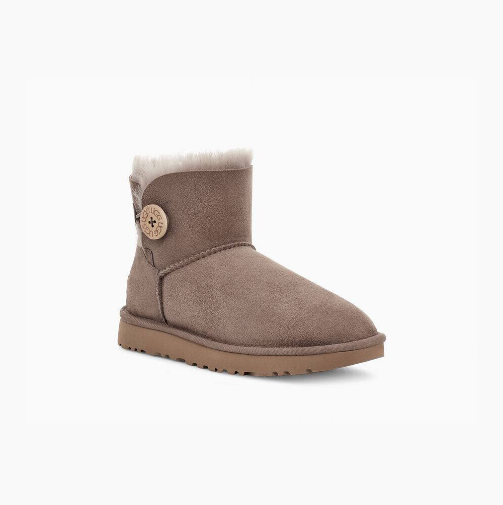 UGG Mini Bailey Button II - Boots Dame - Khaki (NO-Q153)